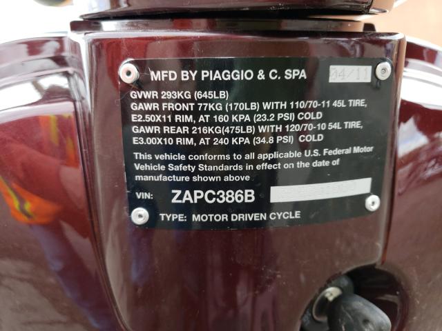 2012 VESPA PIAGGIO ZAPC386B2C5301080