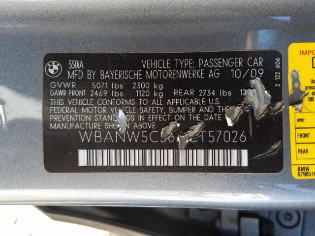 2010 BMW 550 I WBANW5C56ACT57026