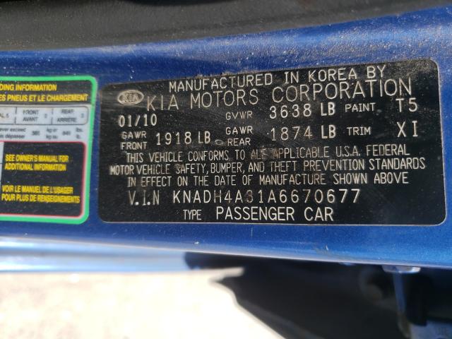 2010 KIA RIO LX KNADH4A31A6670677