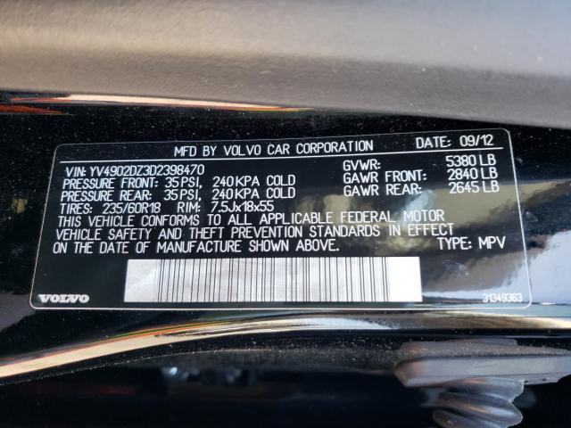 2013 VOLVO XC60 T6 YV4902DZ3D2398470