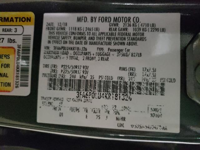 2019 FORD FUSION SE 3FA6P0LU4KR181326
