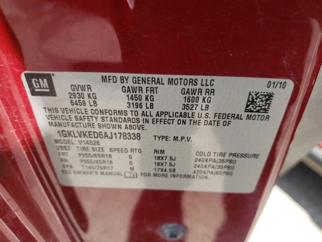 2010 GMC ACADIA SL 1GKLVKED6AJ178338