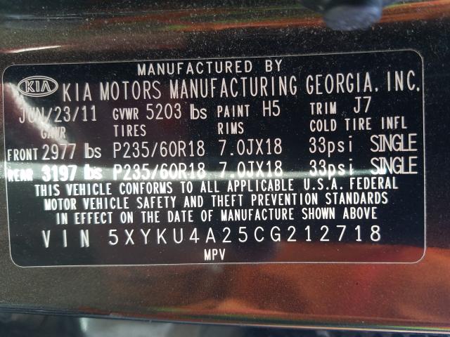 2012 KIA SORENTO 5XYKU4A25CG212718