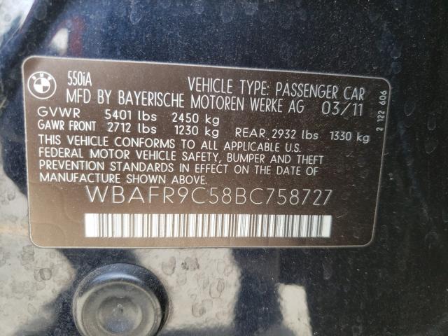 2011 BMW 550I WBAFR9C58BC758727