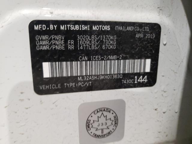 2019 MITSUBISHI MIRAGE LE ML32A5HJ9KH013630