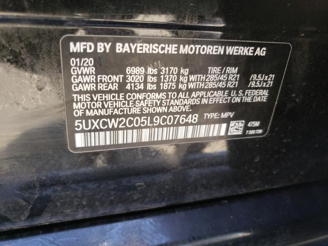 VIN 5UXCW2C05L9C07648 2020 BMW X7, Xdrive40I no.10