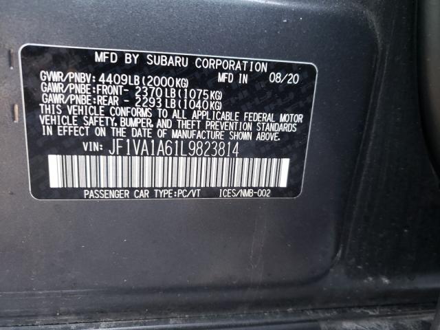 2020 SUBARU WRX JF1VA1A61L9823814