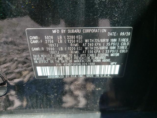 2020 SUBARU OUTBACK ON 4S4BTGKD8L3267880