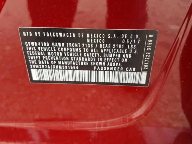 2017 VOLKSWAGEN JETTA S 3VW2B7AJXHM391554