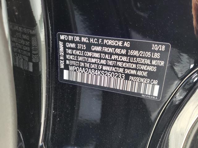 2019 PORSCHE CAYMAN BAS WP0AA2A84KS260233