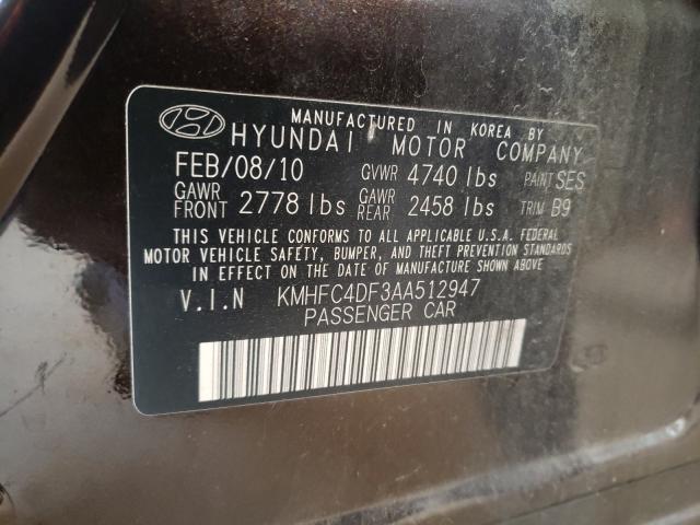 2010 HYUNDAI AZERA GLS KMHFC4DF3AA512947