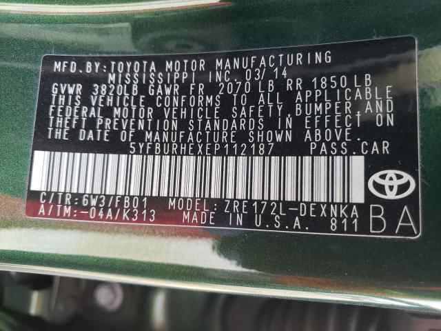 2014 TOYOTA COROLLA L 5YFBURHEXEP112187