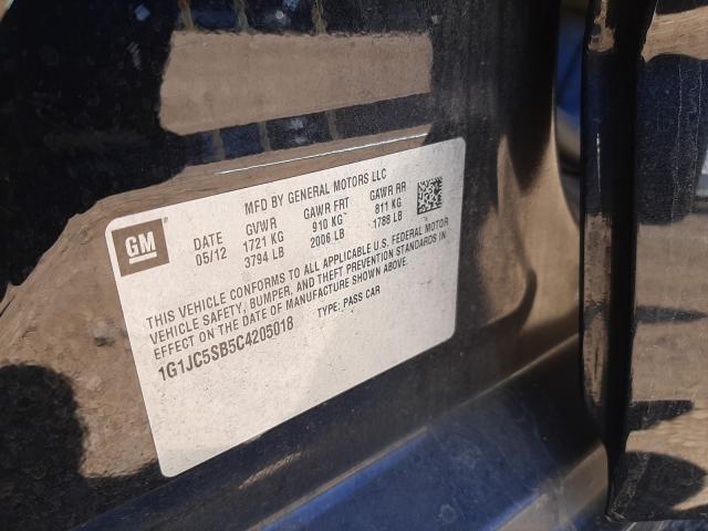 2012 CHEVROLET SONIC LT 1G1JC5SB5C4205018