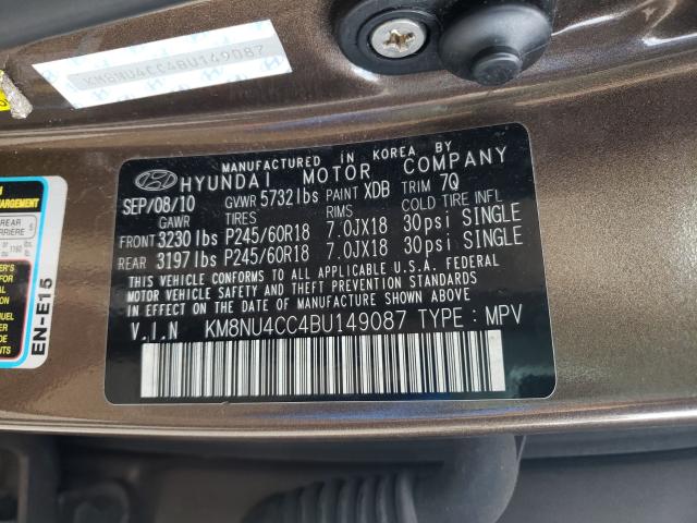 2011 HYUNDAI VERACRUZ G KM8NU4CC4BU149087