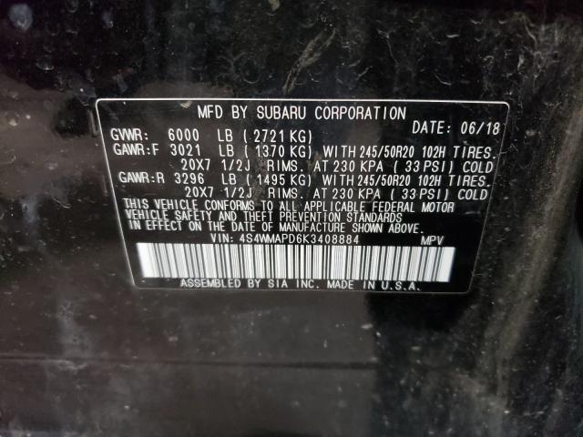 2019 SUBARU ASCENT LIM 4S4WMAPD6K3408884