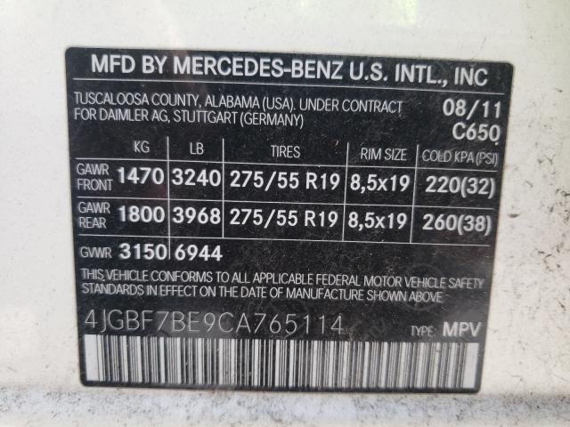 2012 MERCEDES-BENZ GL450 4JGBF7BE9CA765114
