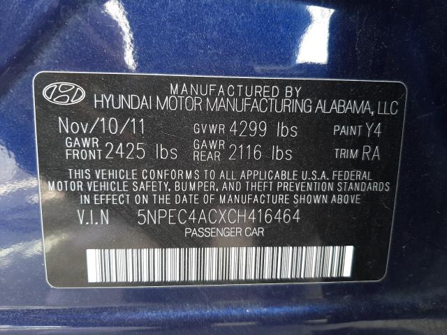 2012 HYUNDAI SONATA SE 5NPEC4ACXCH416464