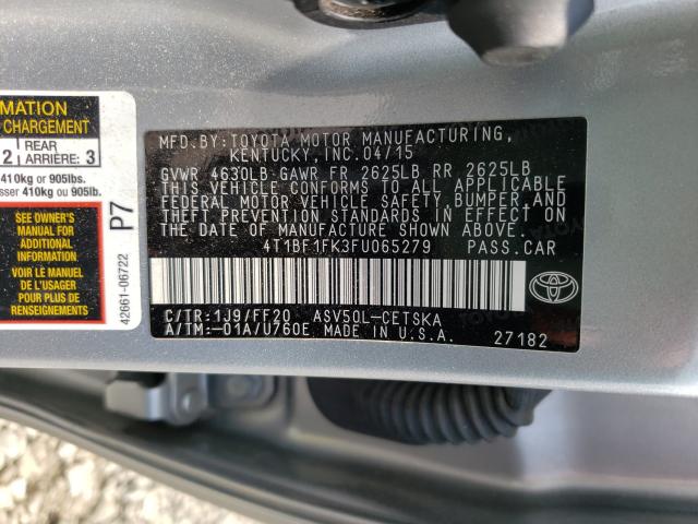 VIN 1C4SDJCTXJC496949 2015 TOYOTA CAMRY LE no.10