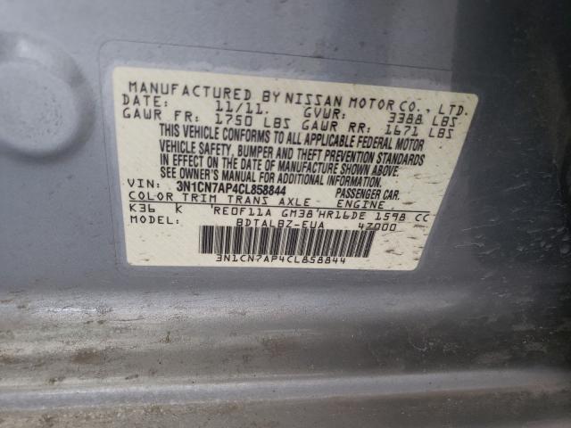 2012 NISSAN VERSA S 3N1CN7AP4CL858844