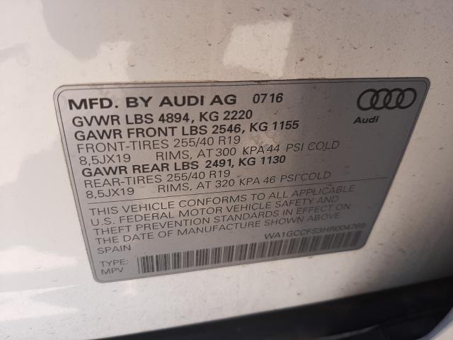 2017 AUDI Q3 PRESTIG WA1GCCFS3HR004769