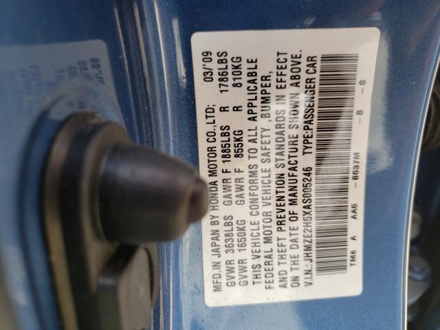 2010 HONDA INSIGHT LX JHMZE2H5XAS005246