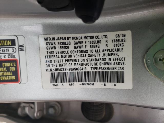 2010 HONDA INSIGHT EX JHMZE2H70AS009419