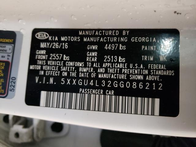 2016 KIA OPTIMA EX 5XXGU4L32GG086212