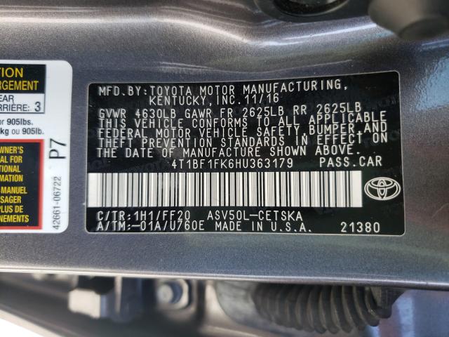 2017 TOYOTA CAMRY LE 4T1BF1FK6HU363179