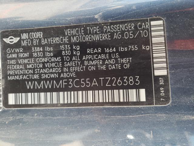 2010 MINI COOPER WMWMF3C55ATZ26383