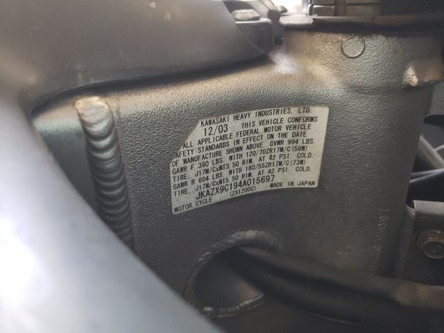 2004 KAWASAKI 1000 JKAZX9C194A015697