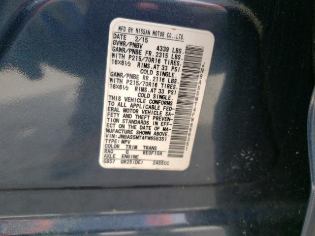 2015 NISSAN ROGUE SELE JN8AS5MT4FW658351