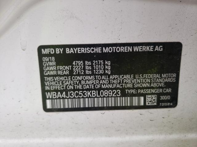 2019 BMW 430XI GRAN WBA4J3C53KBL08923