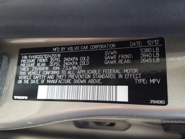 2013 VOLVO XC60 T6 YV4902DZ1D2425519