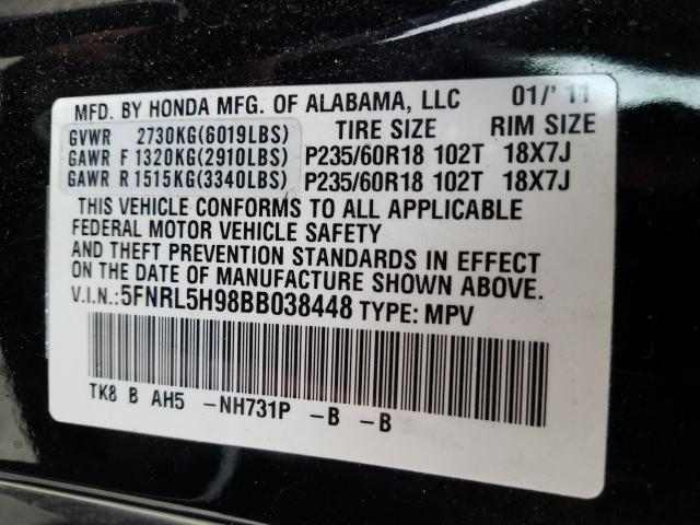 2011 HONDA ODYSSEY TO 5FNRL5H98BB038448