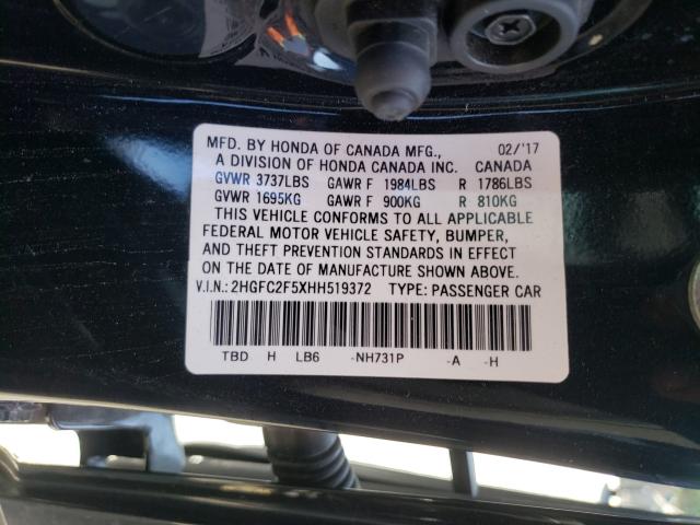 2017 HONDA CIVIC LX 2HGFC2F5XHH519372