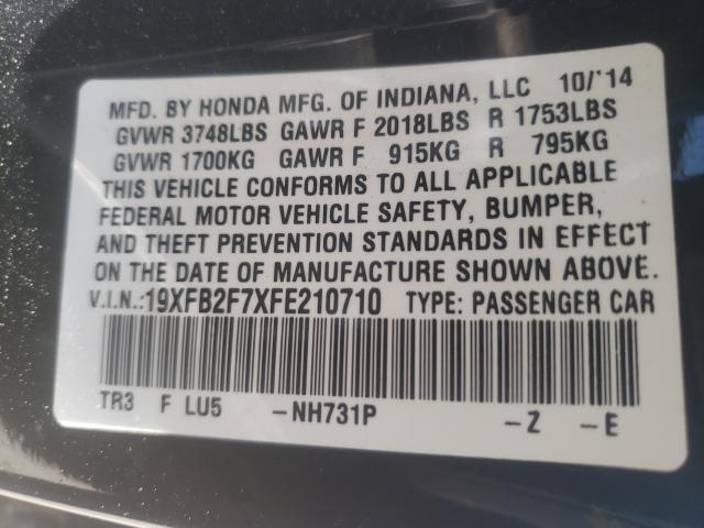 2015 HONDA CIVIC SE 19XFB2F7XFE210710