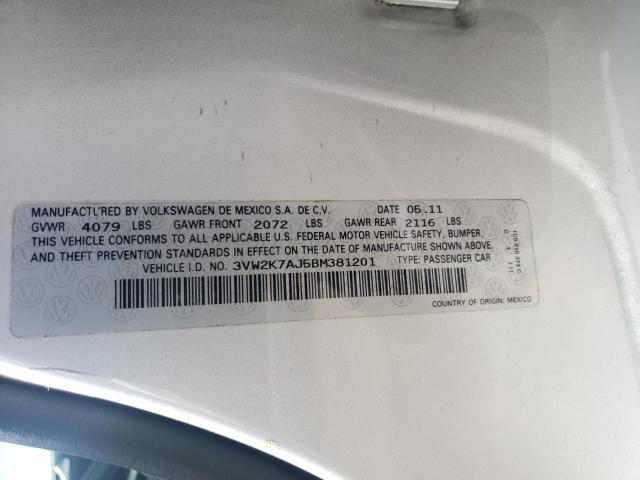 2011 VOLKSWAGEN JETTA BASE 3VW2K7AJ5BM381201