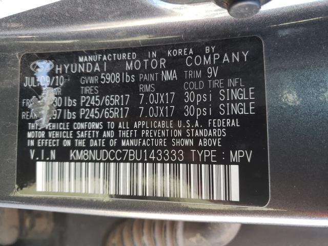 2011 HYUNDAI VERACRUZ G KM8NUDCC7BU143333
