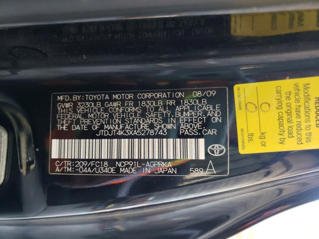 2010 TOYOTA YARIS JTDJT4K3XA5278743