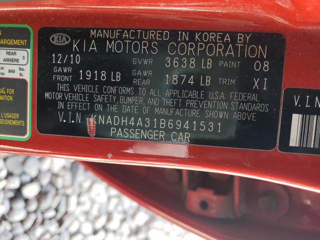 2011 KIA RIO BASE KNADH4A31B6941531