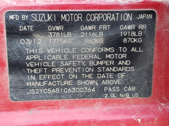 2012 SUZUKI SX4 SPORT JS2YC5A51C6300364