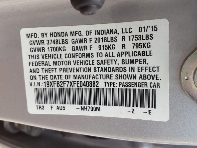 2015 HONDA CIVIC SE 19XFB2F7XFE040882