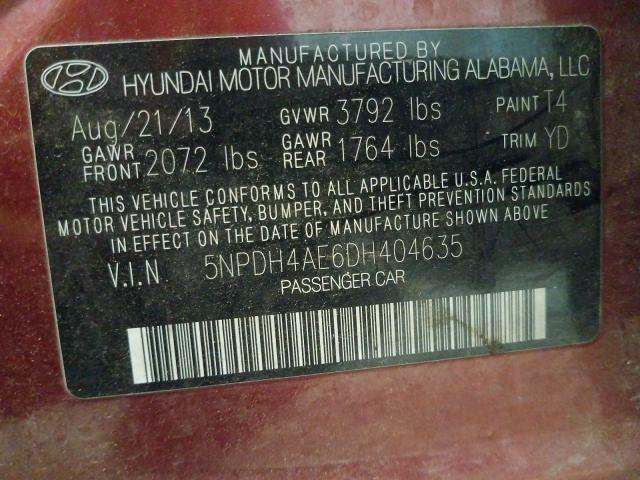 VIN KNADM4A39F6431865 2013 HYUNDAI ELANTRA GL no.10