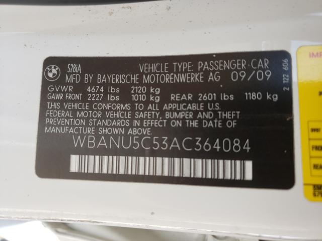 2010 BMW 528 I WBANU5C53AC364084