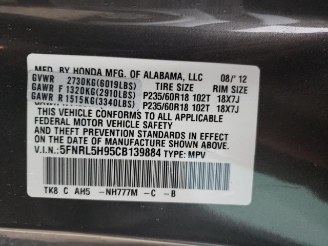 2012 HONDA ODYSSEY TO 5FNRL5H95CB139884