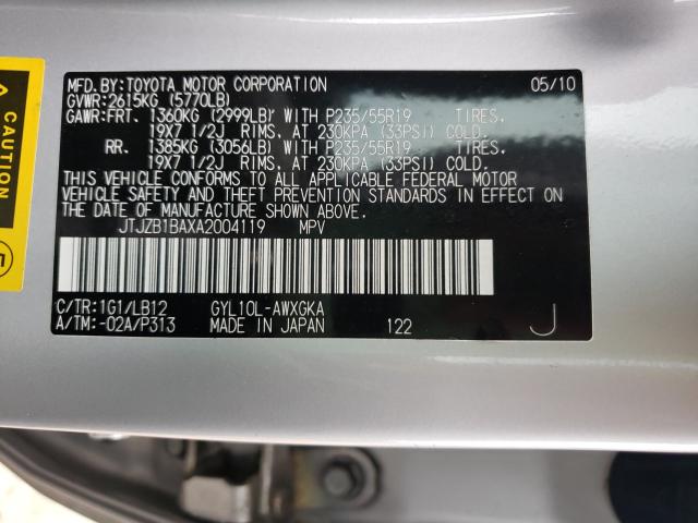 2010 LEXUS RX 450 JTJZB1BAXA2004119