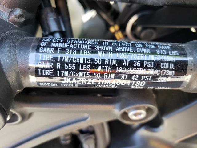 2019 KAWASAKI ZR900 JKAZR2E10KA004180