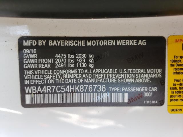 2017 BMW 430I WBA4R7C54HK876736