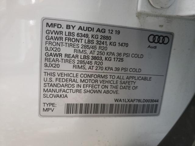 VIN WA1LXAF78LD003044 2020 Audi Q7, Premium Plus no.10