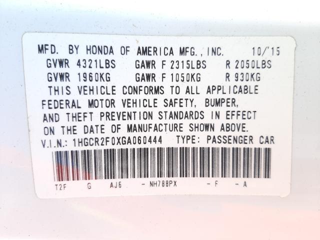 2016 HONDA ACCORD EX 1HGCR2F0XGA060444